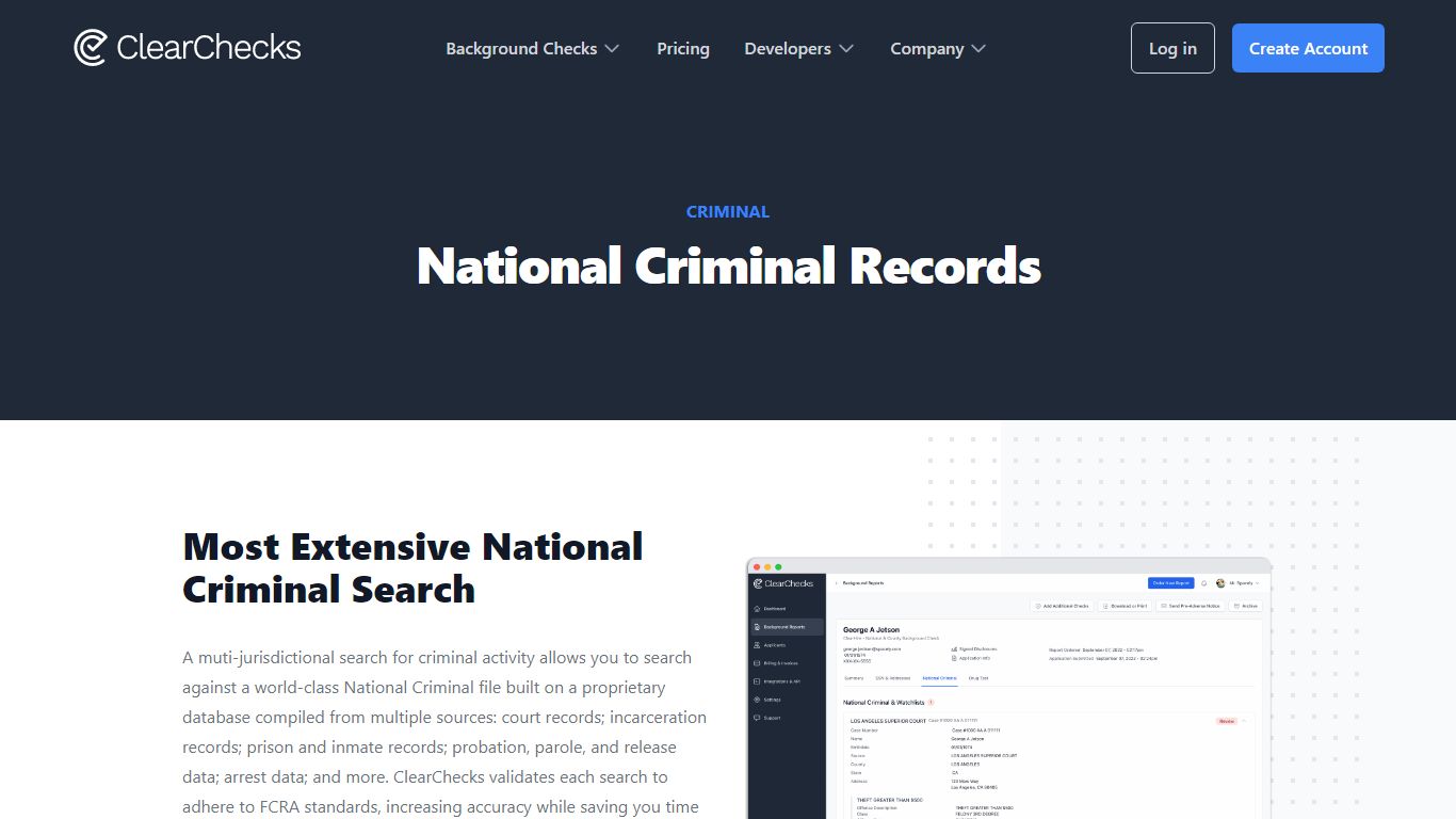 ClearChecks National Criminal Records